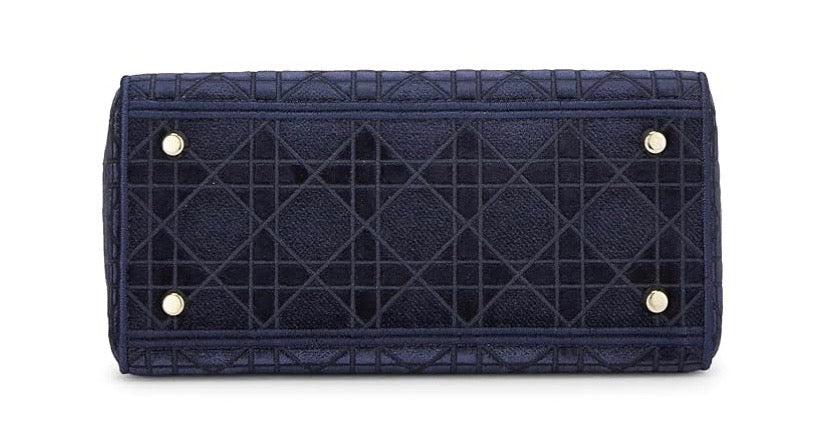 DIOR CANNAGE MEDIUM LADY DIOR LITE VELVET TOTE BAG