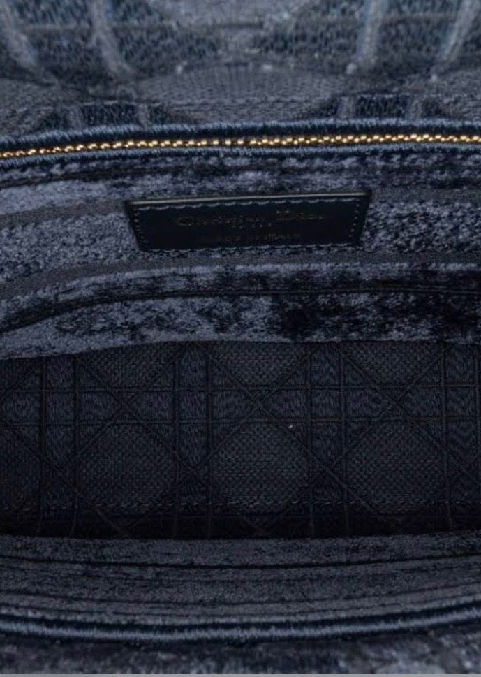 DIOR CANNAGE MEDIUM LADY DIOR LITE VELVET TOTE BAG