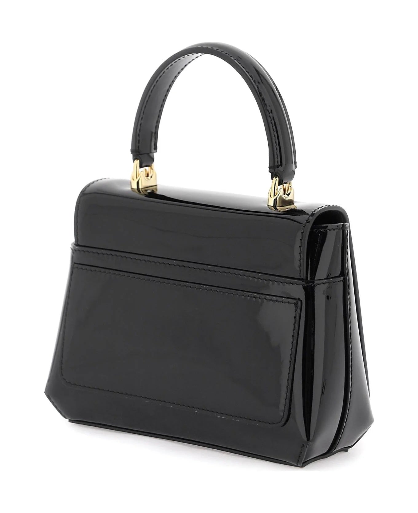 DOLCE & GABBANA DG LOGO BLACK PATENT LEATHER BAG