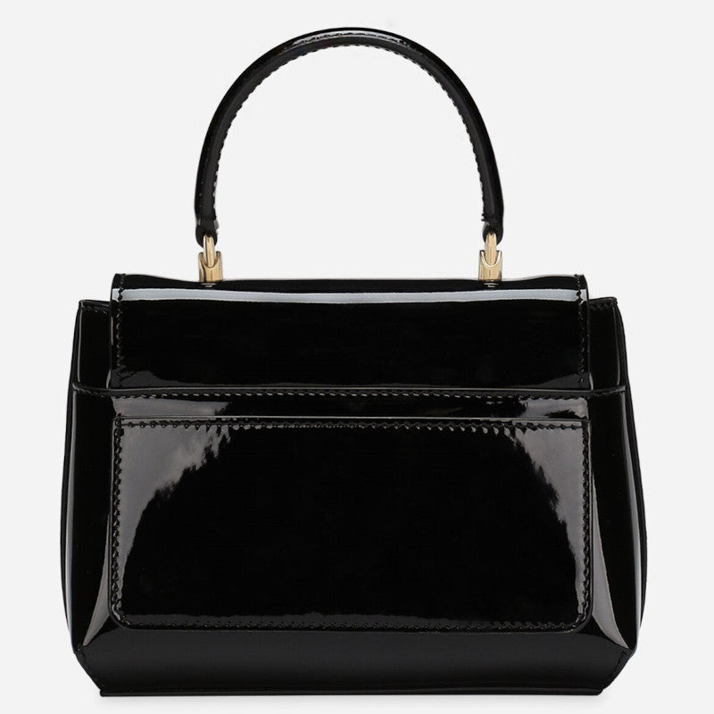 DOLCE & GABBANA DG LOGO BLACK PATENT LEATHER BAG