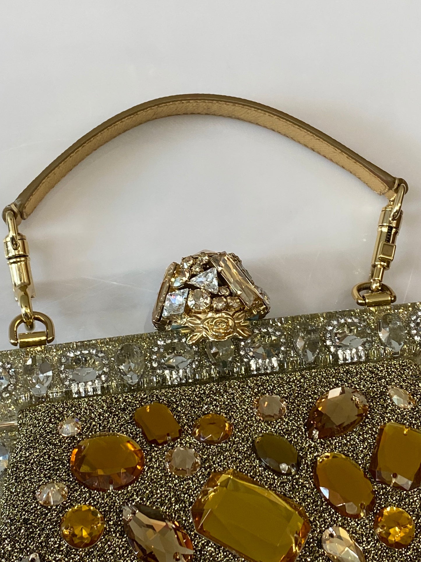 DOLCE & GABBANA GOLD VANDA CRYSTAL CLUTCH/HANDBAG