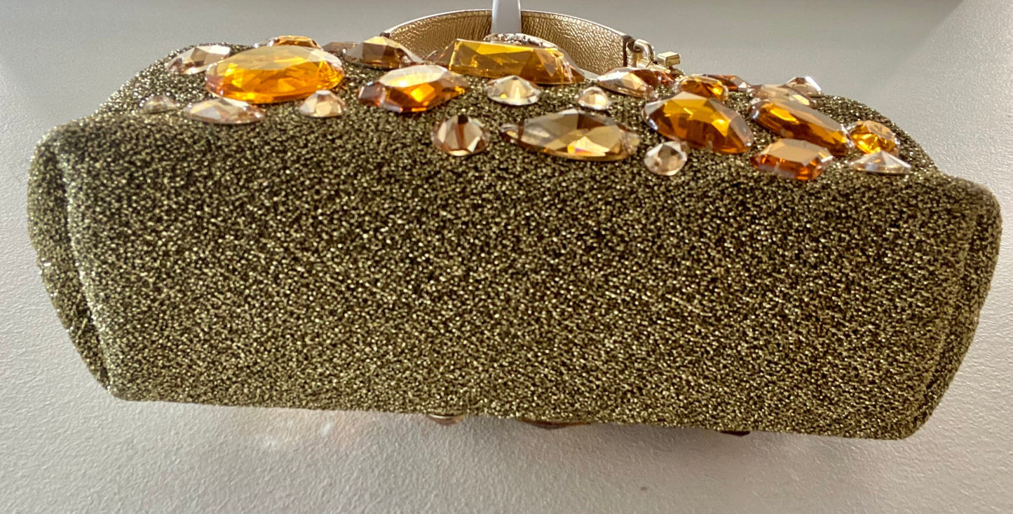 DOLCE & GABBANA GOLD VANDA CRYSTAL CLUTCH/HANDBAG