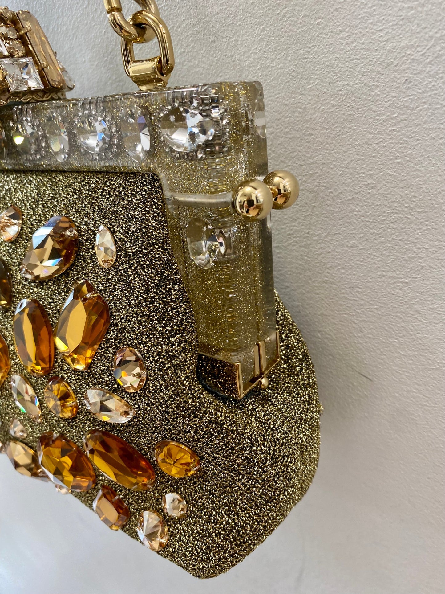 DOLCE & GABBANA GOLD VANDA CRYSTAL CLUTCH/HANDBAG