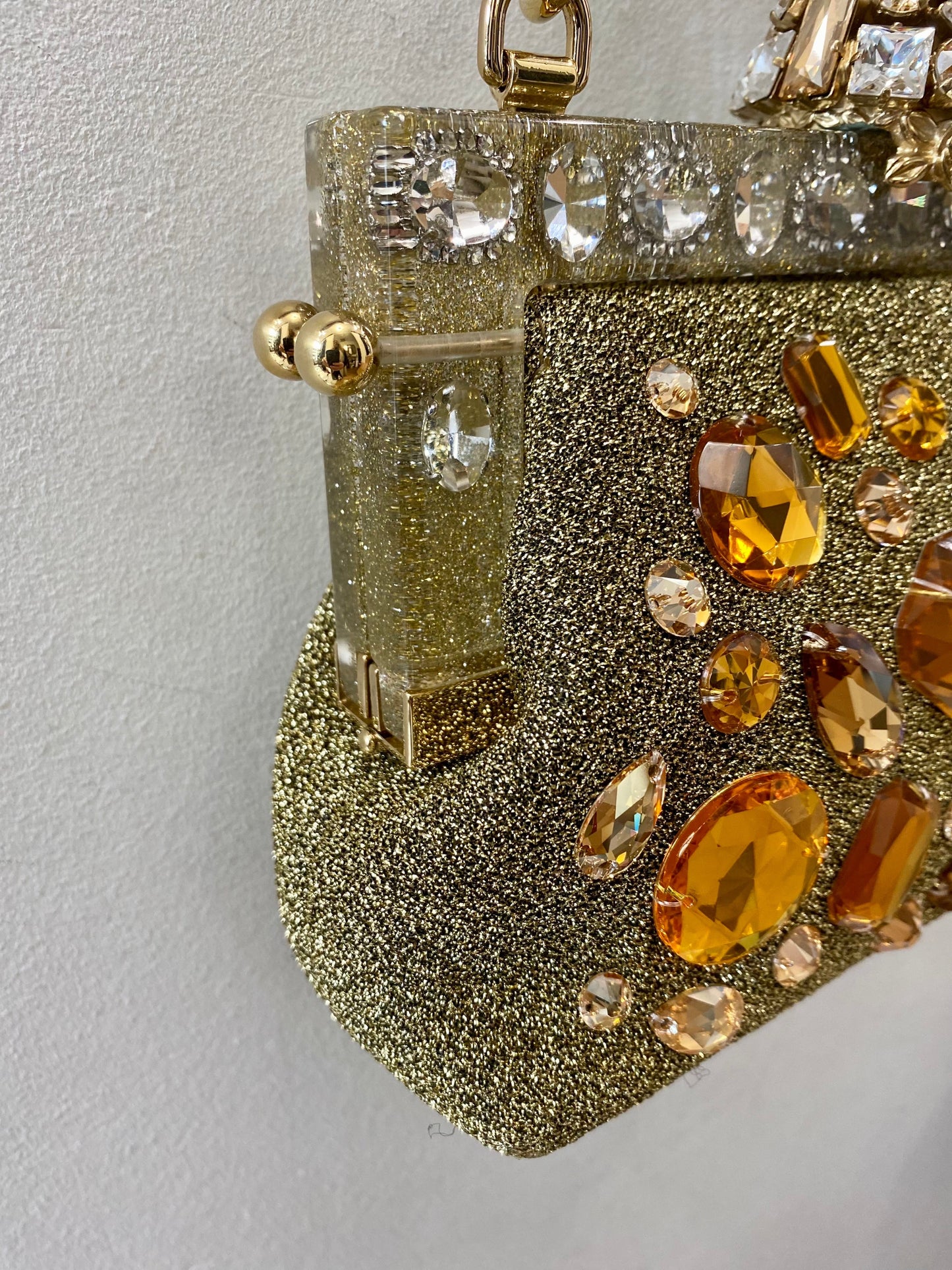 DOLCE & GABBANA GOLD VANDA CRYSTAL CLUTCH/HANDBAG