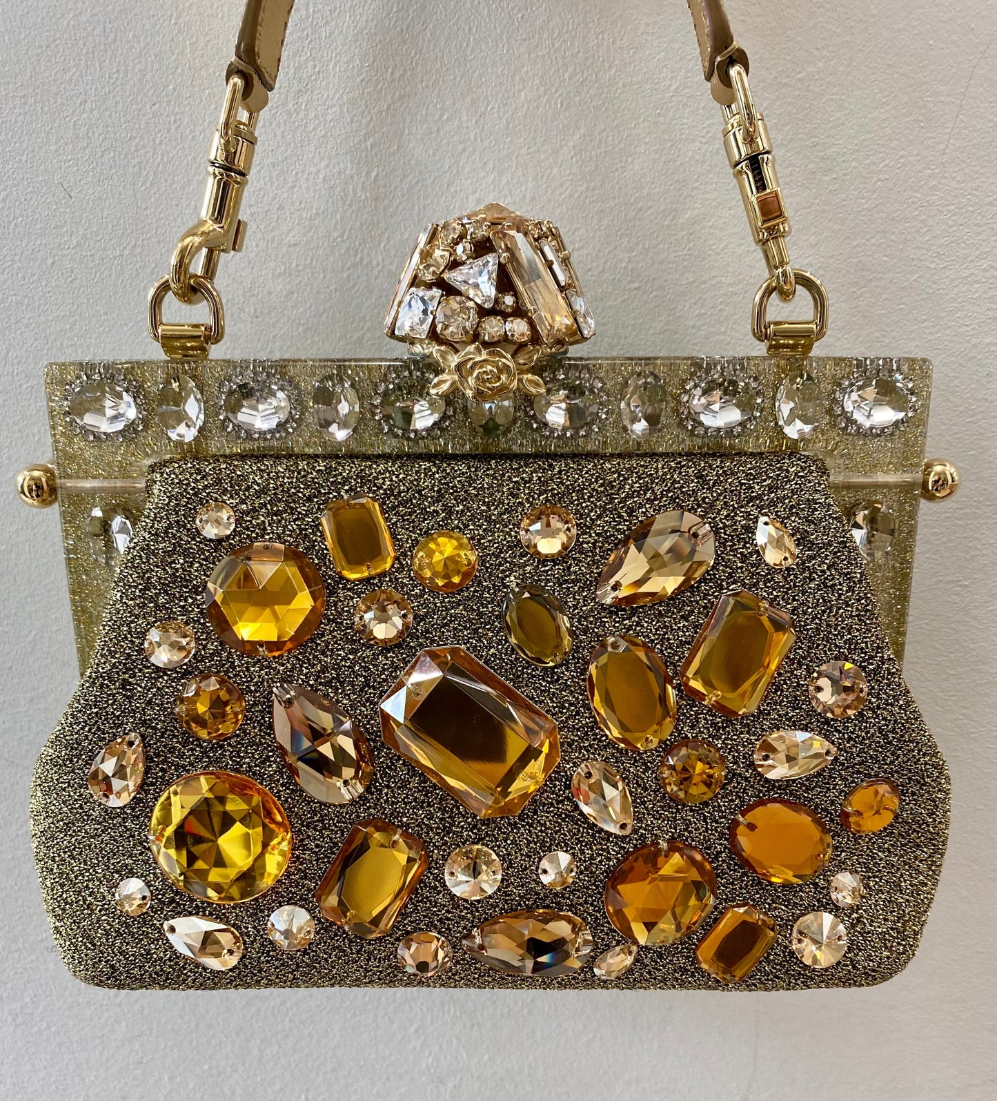 DOLCE & GABBANA GOLD VANDA CRYSTAL CLUTCH/HANDBAG