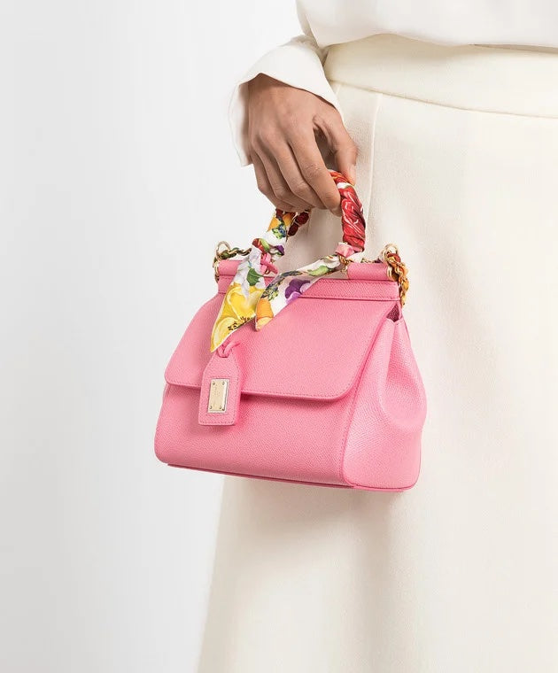 DOLCE & GABBANA PINK SICILY SMALL SHOULDER BAG
