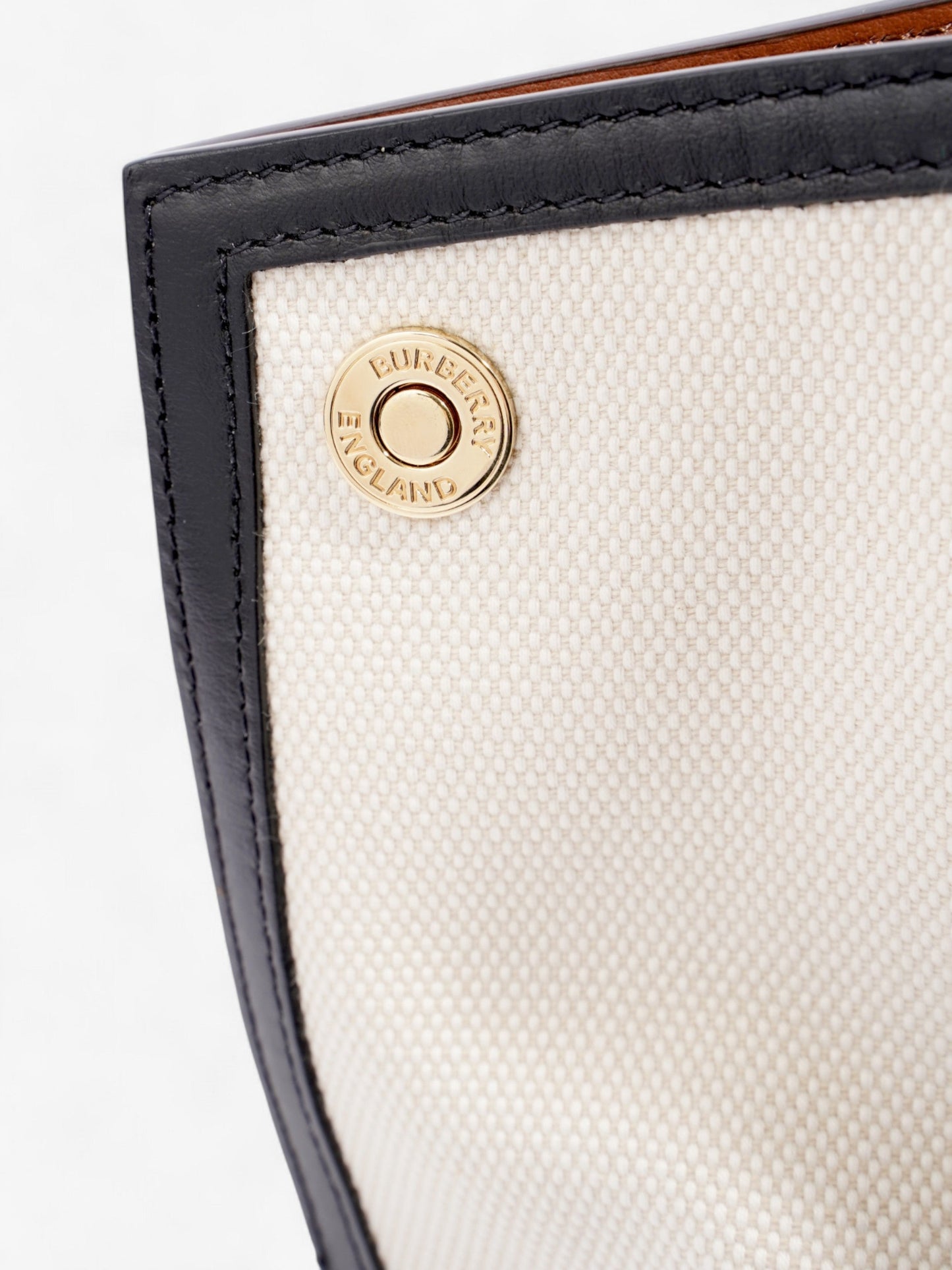 Burberry Society Tote White / Black / Brown Canvas Large
