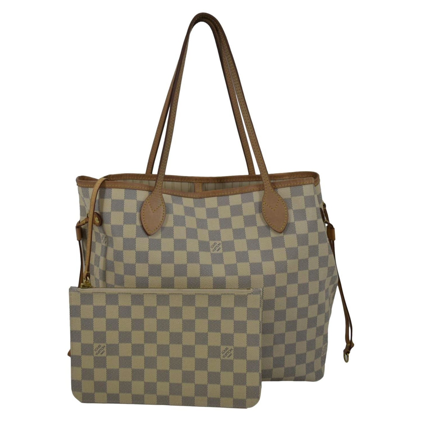 LOUIS VUITTON Neverfull MM Damier Azur Shoulder Bag White