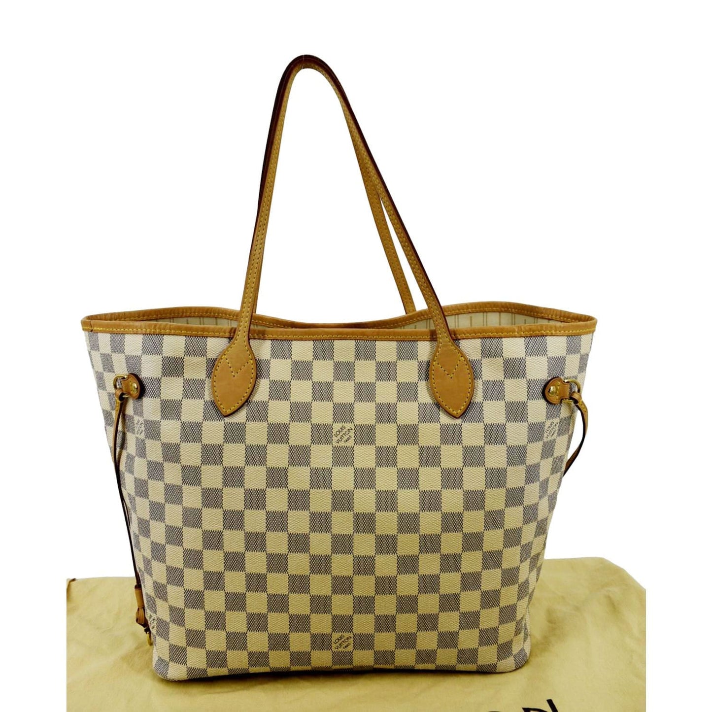 LOUIS VUITTON Neverfull MM Damier Azur Shoulder Bag White