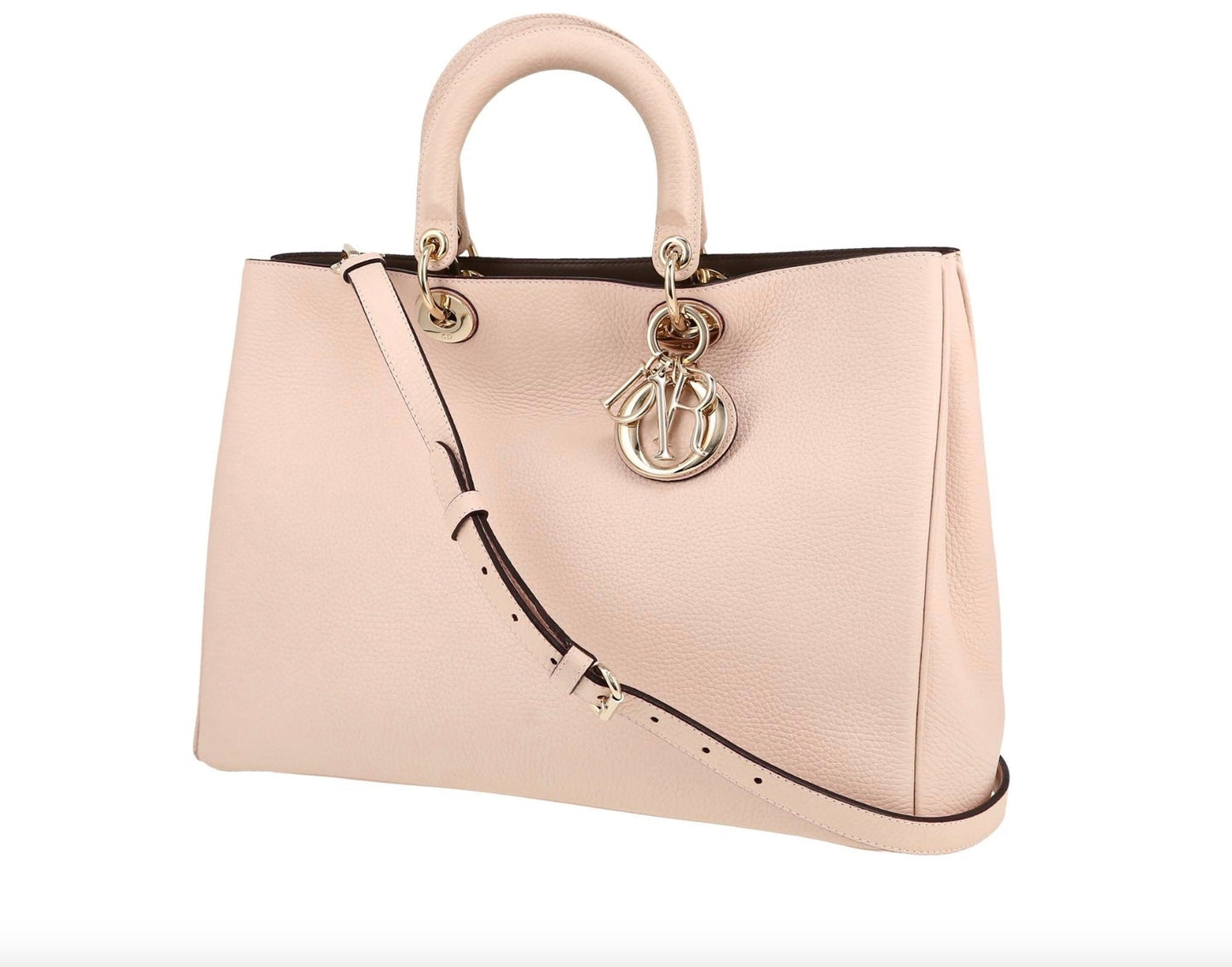 DIOR GRAINED LEATHER MEDIUM DIORISSIMO TOTE BAG IN BLUSH PINK