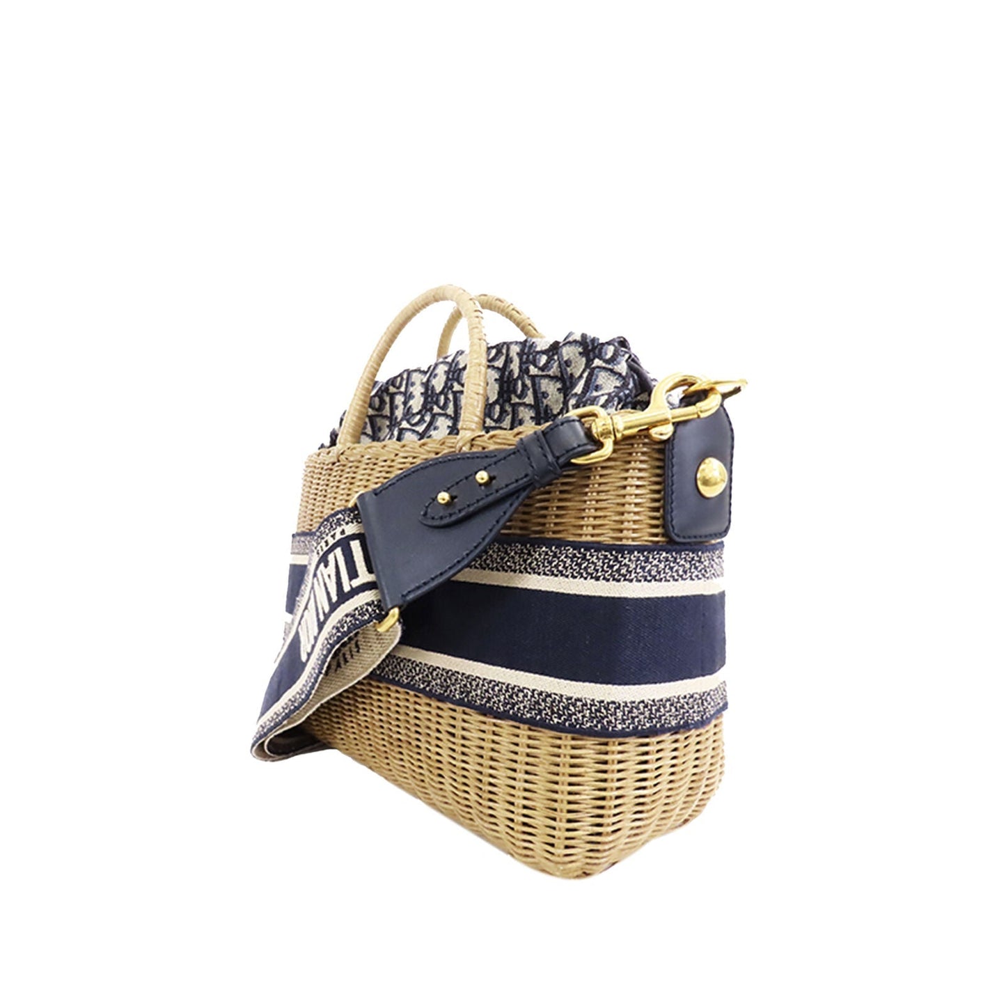CHRISTIAN DIOR OBLIQUE WICKER BASKET TOTE BAG