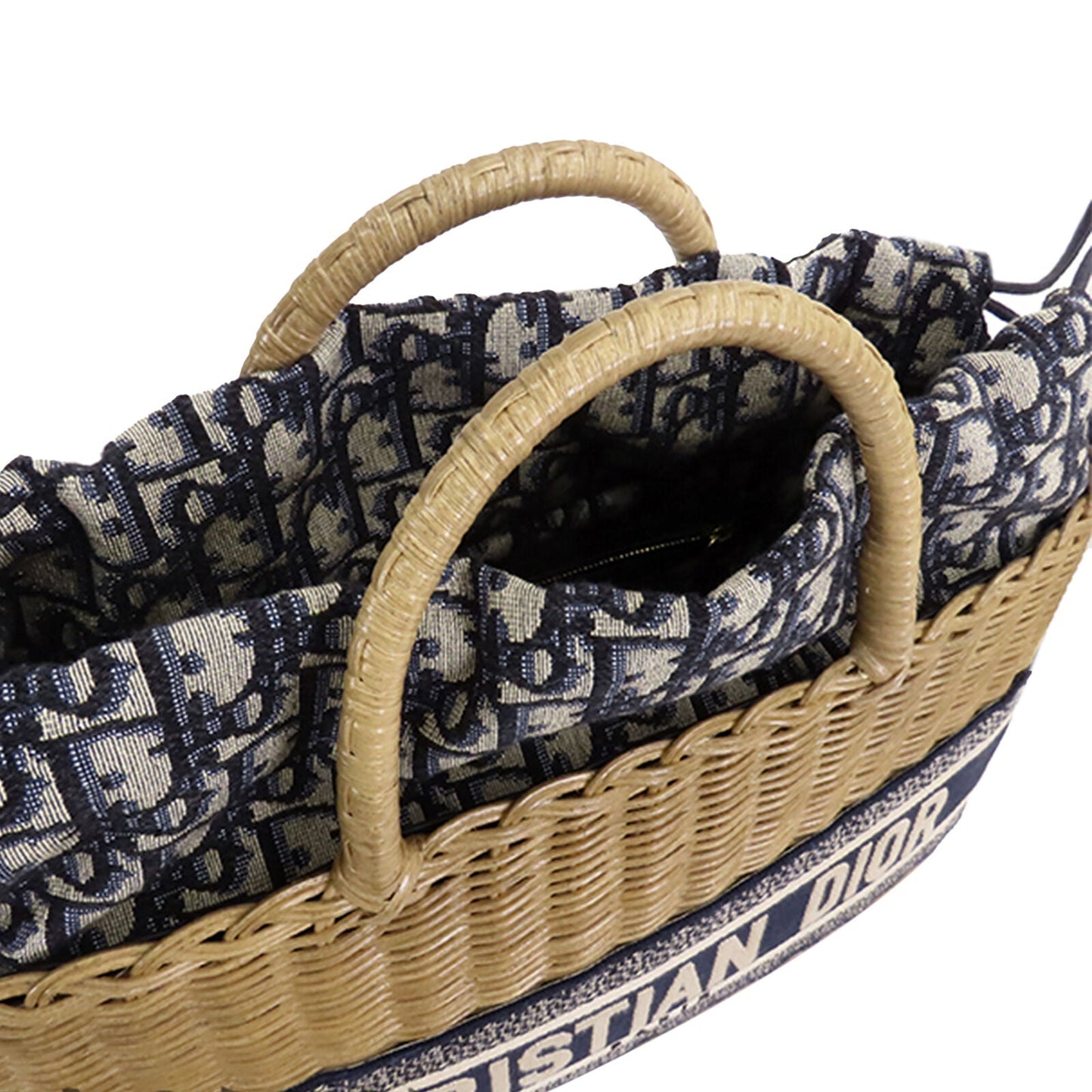 CHRISTIAN DIOR OBLIQUE WICKER BASKET TOTE BAG