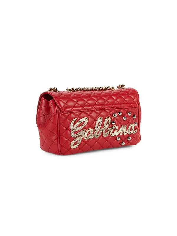DOLCE & GABBANA STUDDED QUILTED LEATHER SHOULDER BAG