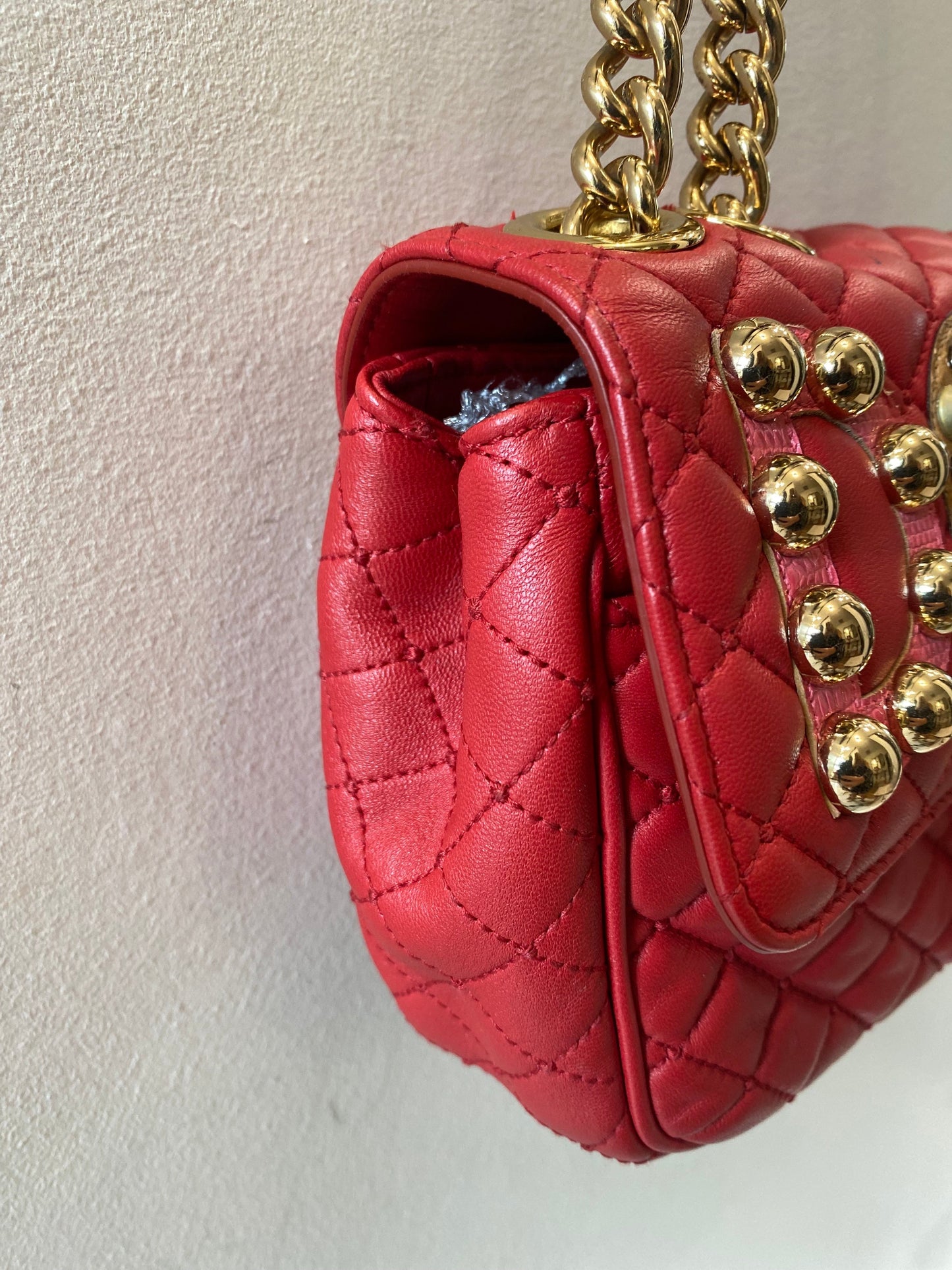 DOLCE & GABBANA STUDDED QUILTED LEATHER SHOULDER BAG