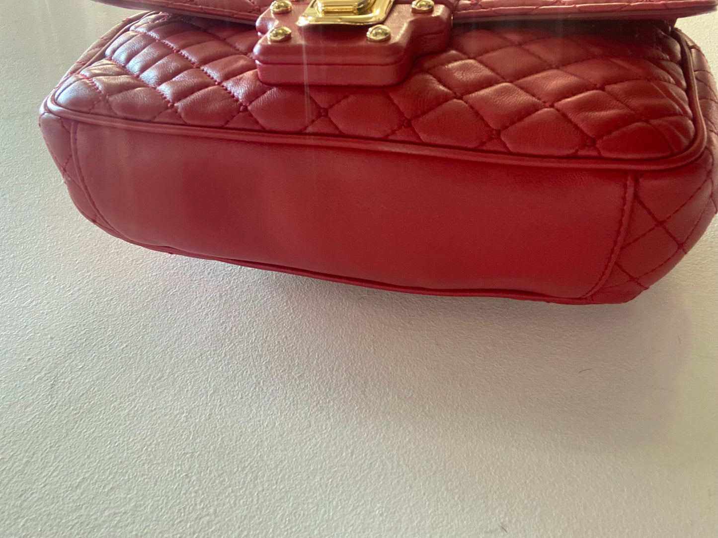 DOLCE & GABBANA STUDDED QUILTED LEATHER SHOULDER BAG