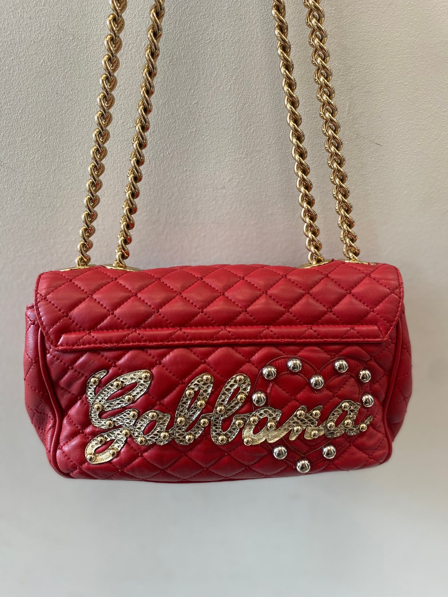 DOLCE & GABBANA STUDDED QUILTED LEATHER SHOULDER BAG