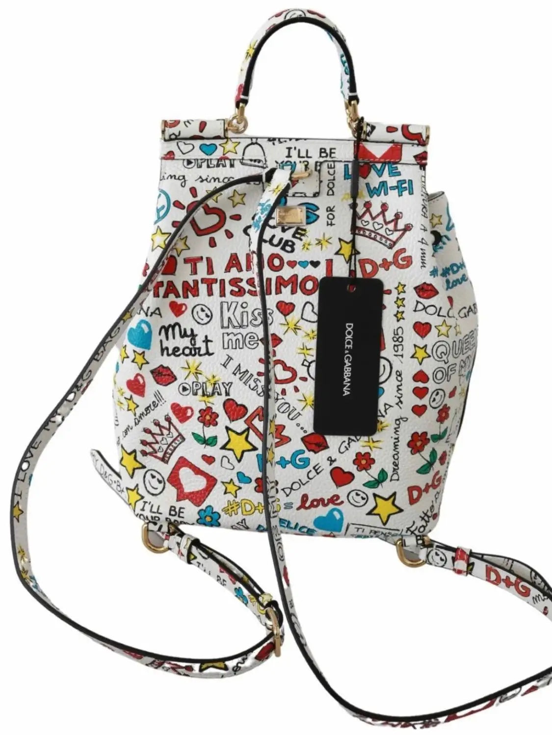 DOLCE & GABBANA SICILY DG LOVE TRAVEL LEATHER BACKPACK