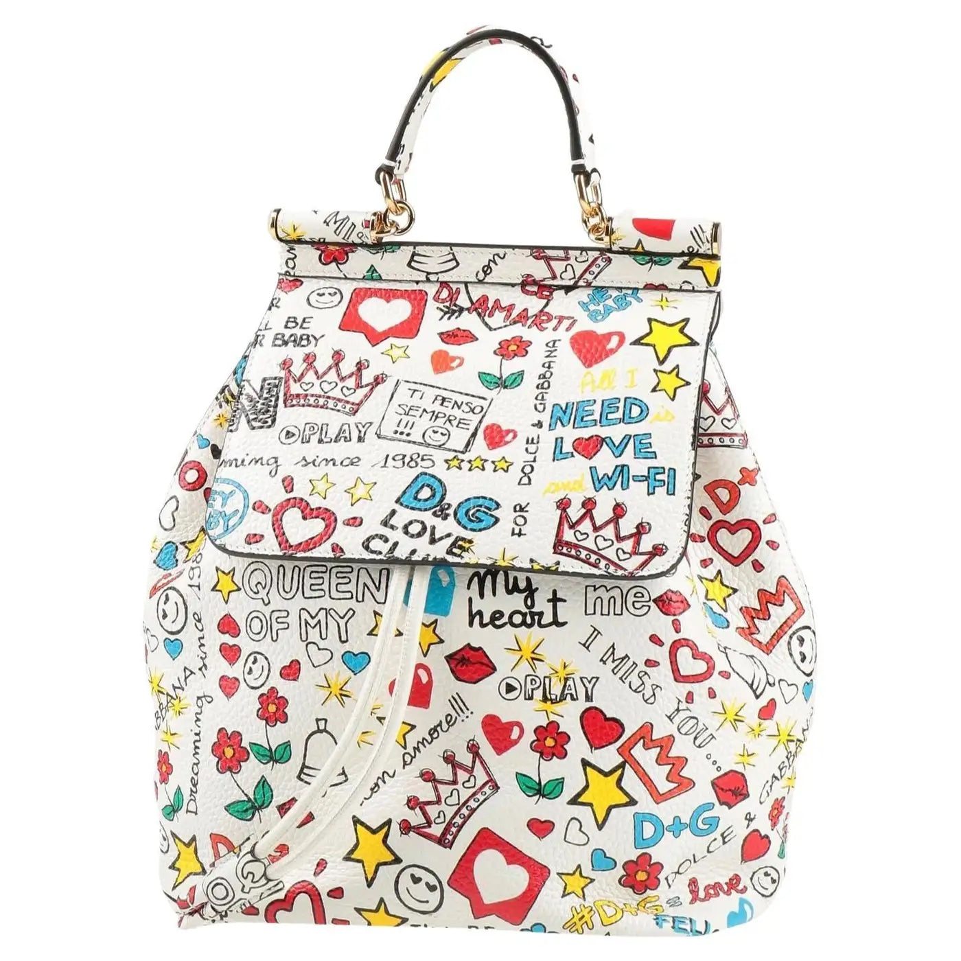 DOLCE & GABBANA SICILY DG LOVE TRAVEL LEATHER BACKPACK