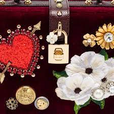 DOLCE & GABBANA VELVET LIZARD EMBOSSED LEATHER EMBELLISHED BOX BAG