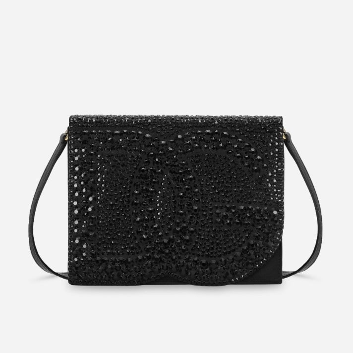 DOLCE & GABBANA DG LOGO EMBELLISHED CALFSKIN LEATHER CROSSBODY BAG