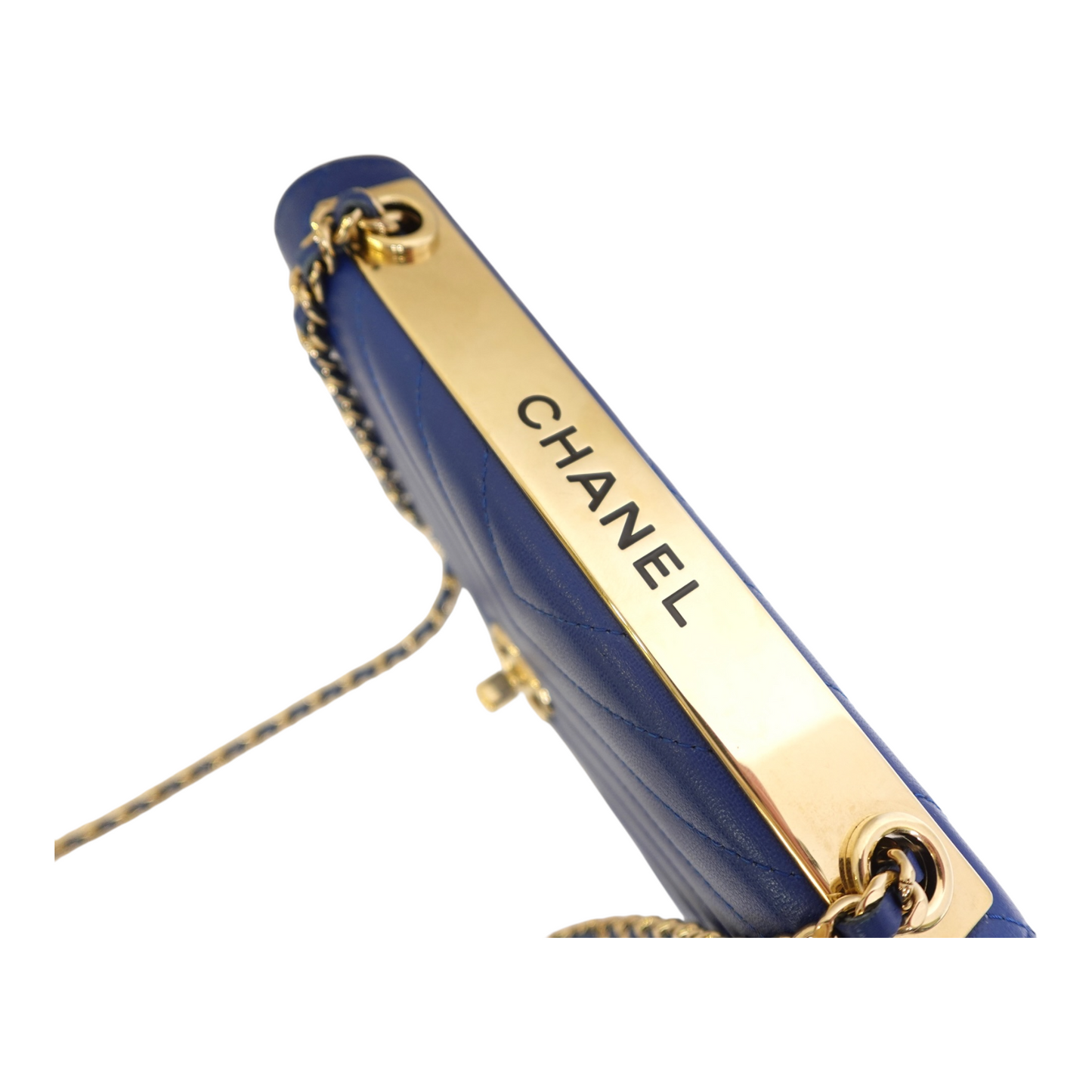 Chanel Lambskin Chevron Quilted Trendy Wallet On Chain