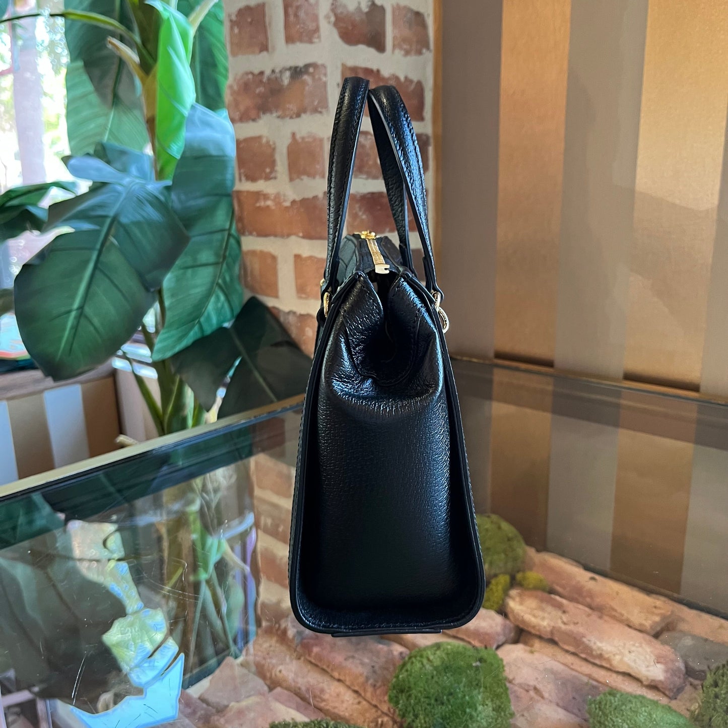 GUCCI Black Leather Ophidia Small Tote