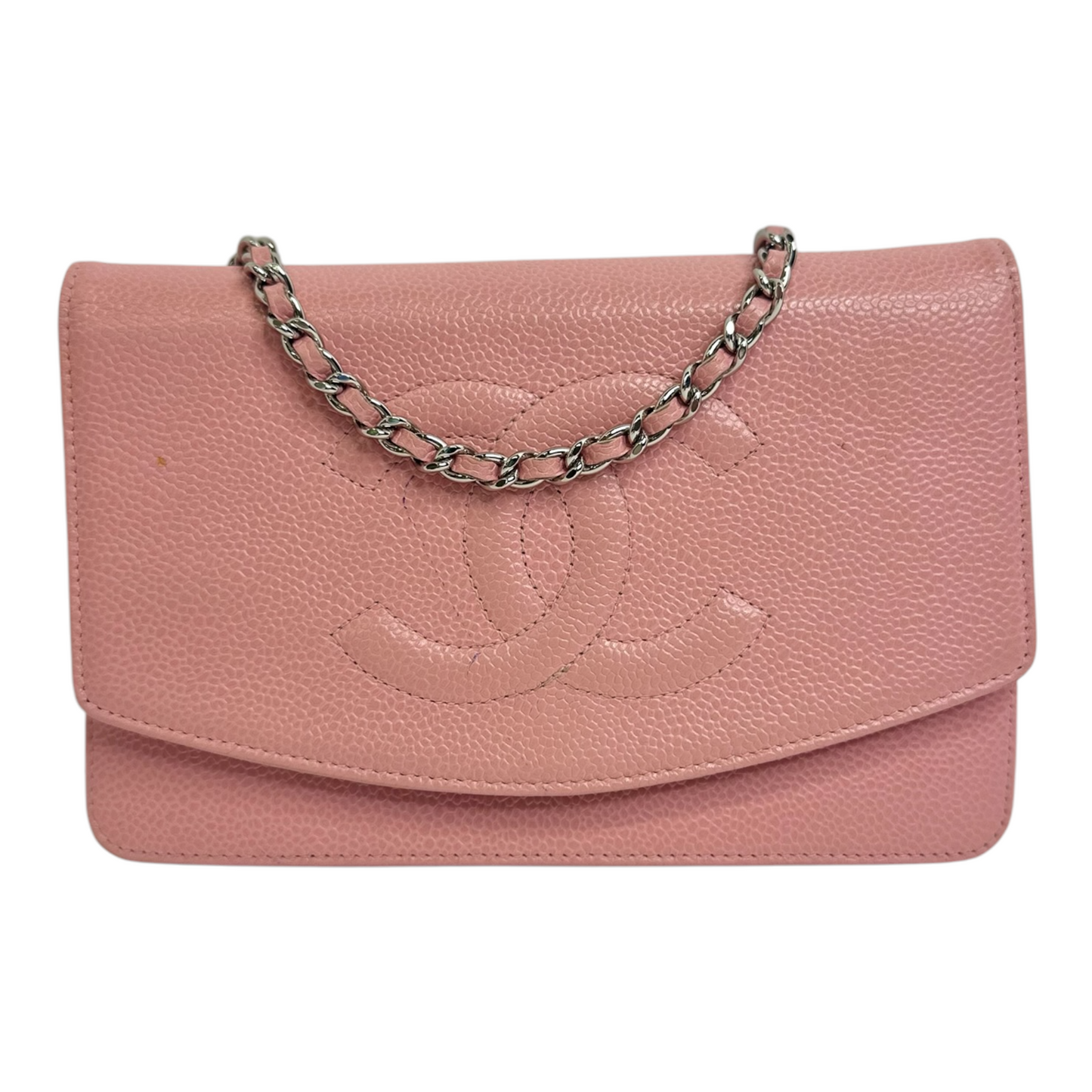 Chanel Caviar Timeless CC Wallet on Chain WOC Pink