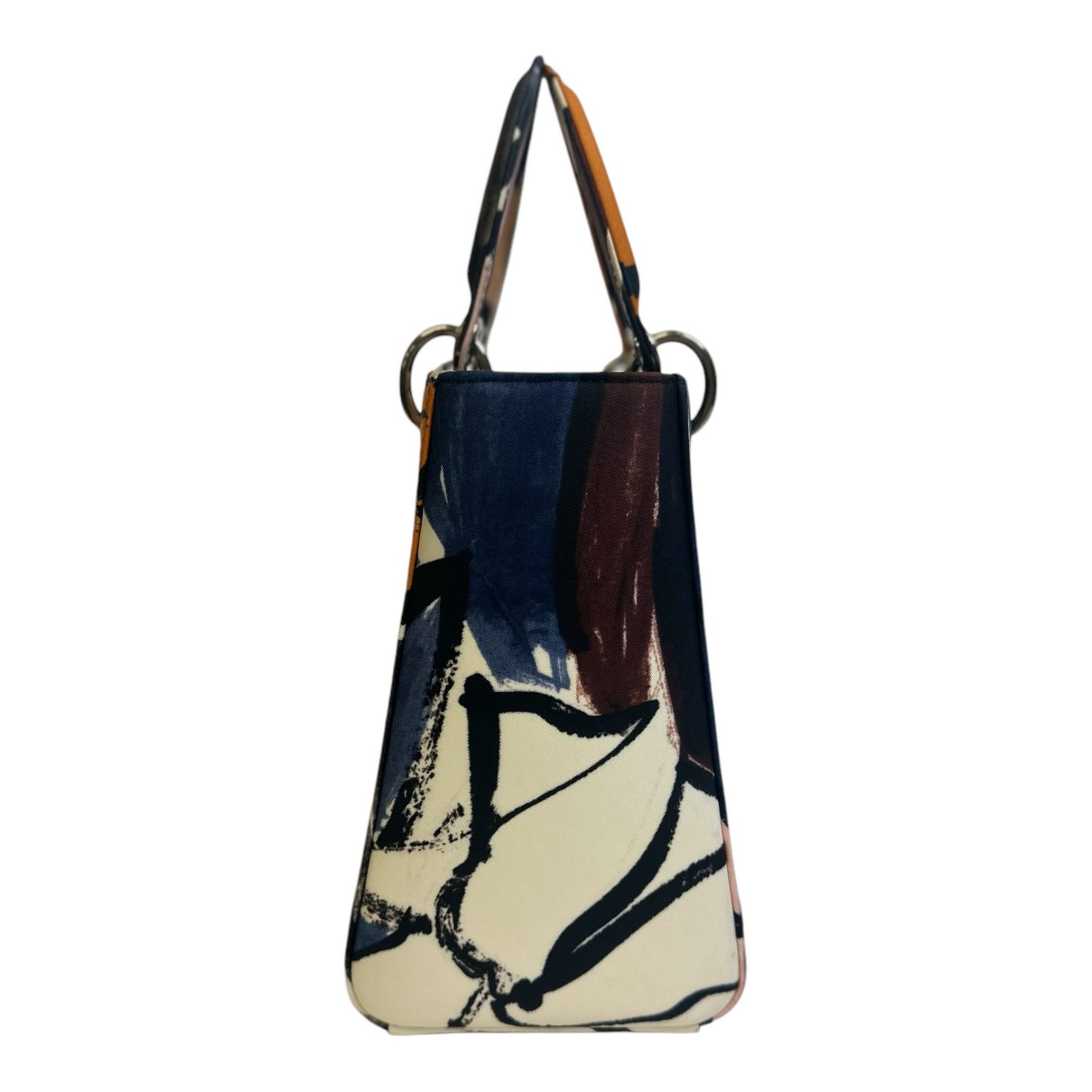 Christian Dior Canvas Graffiti Floral Printed Medium Lady Dior Multicolor
