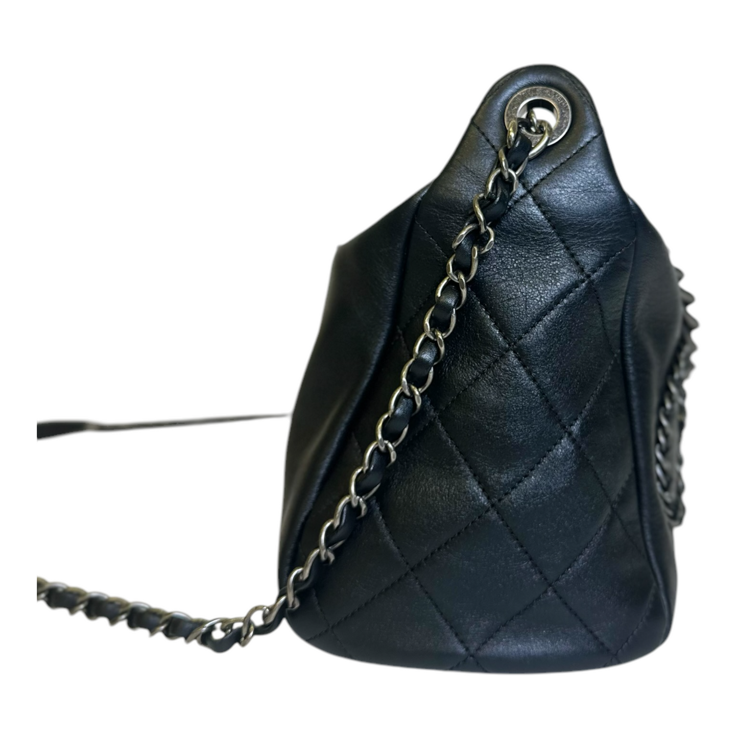 Chanel Calfskin Chain 20s Signature Hobo Black