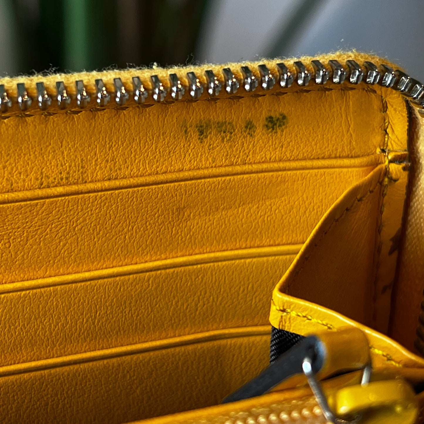 GUCCI GG Yellow Embossed Leather Zip Around Wallet