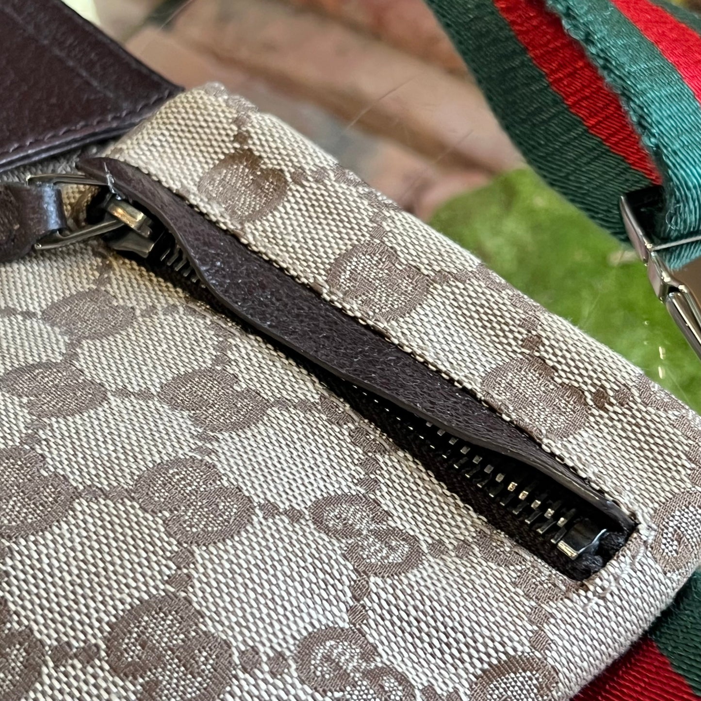 GUCCI GG Canvas Double Pocket Belt Bag