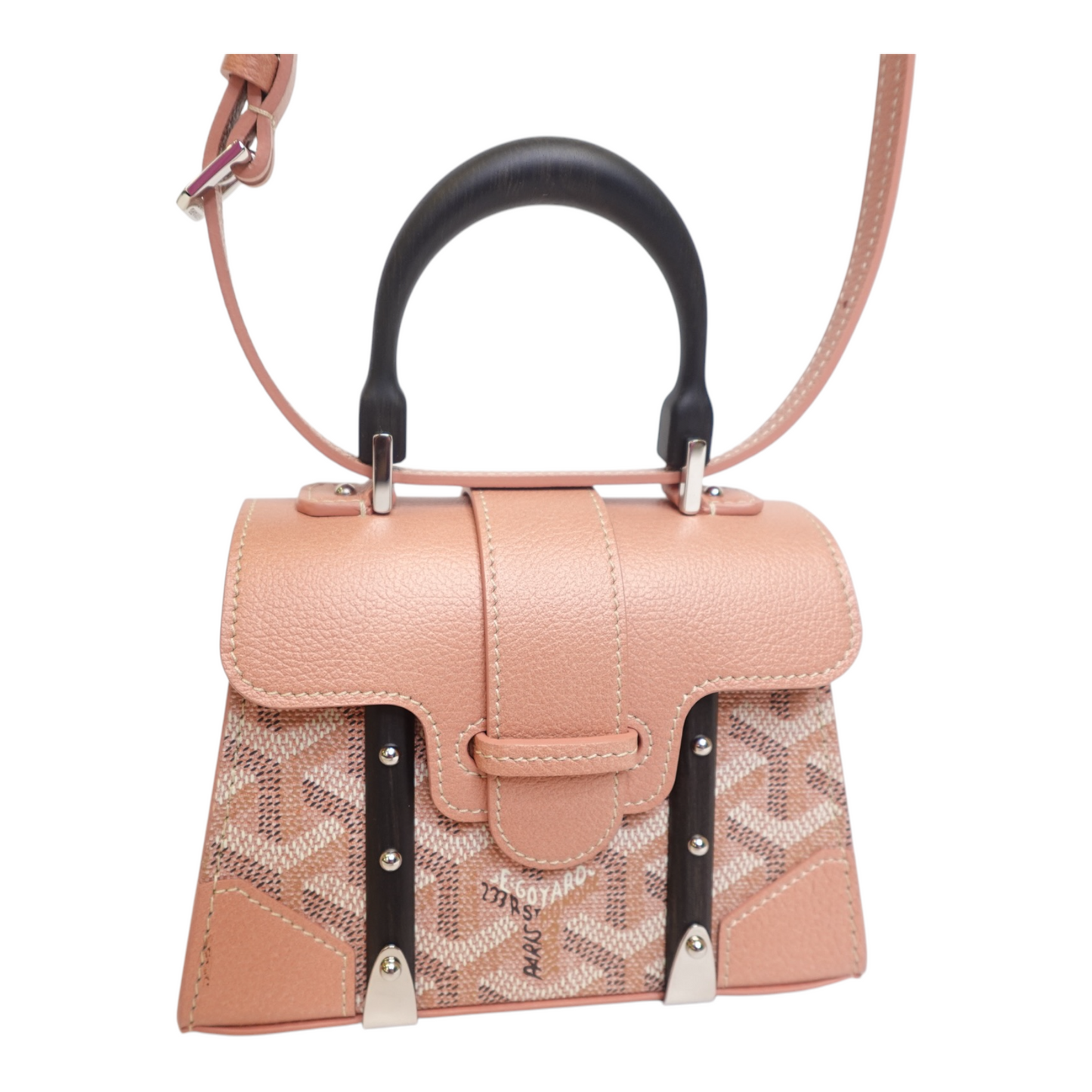 Goyard Pearly Coral Goyardine Canvas and Chevroches Calfskin SaÃ¯gon StructurÃ© Nano Bag