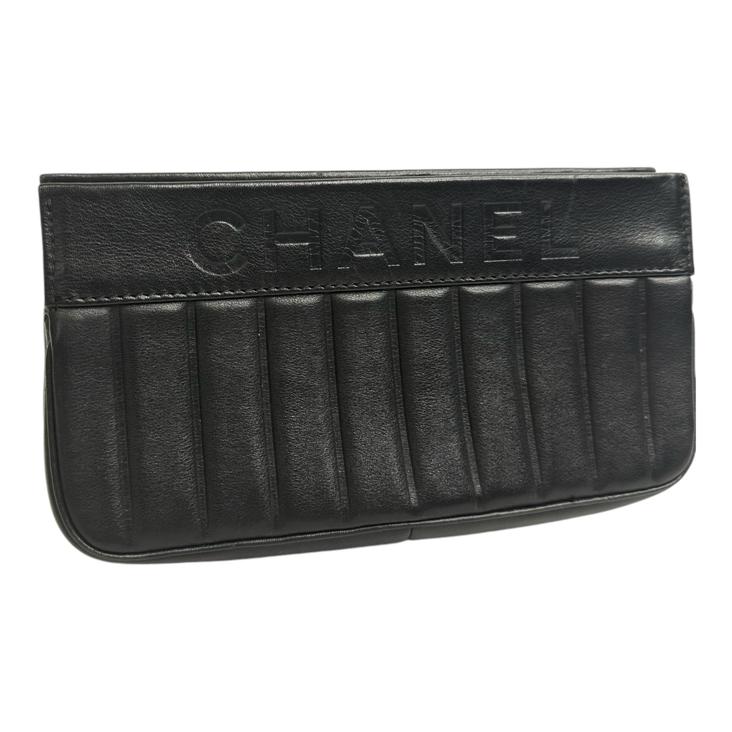Chanel Black Leather Small LAX Wristlet