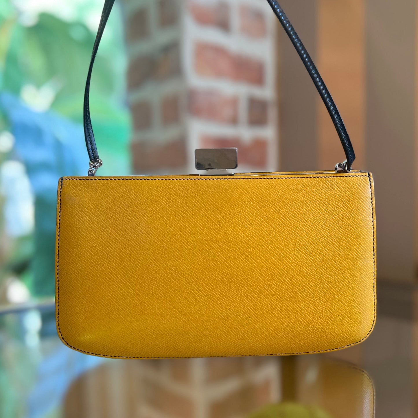 HERMES Sac A Malice Jaune Courchevel Taxi Vintage Clutch TS3848