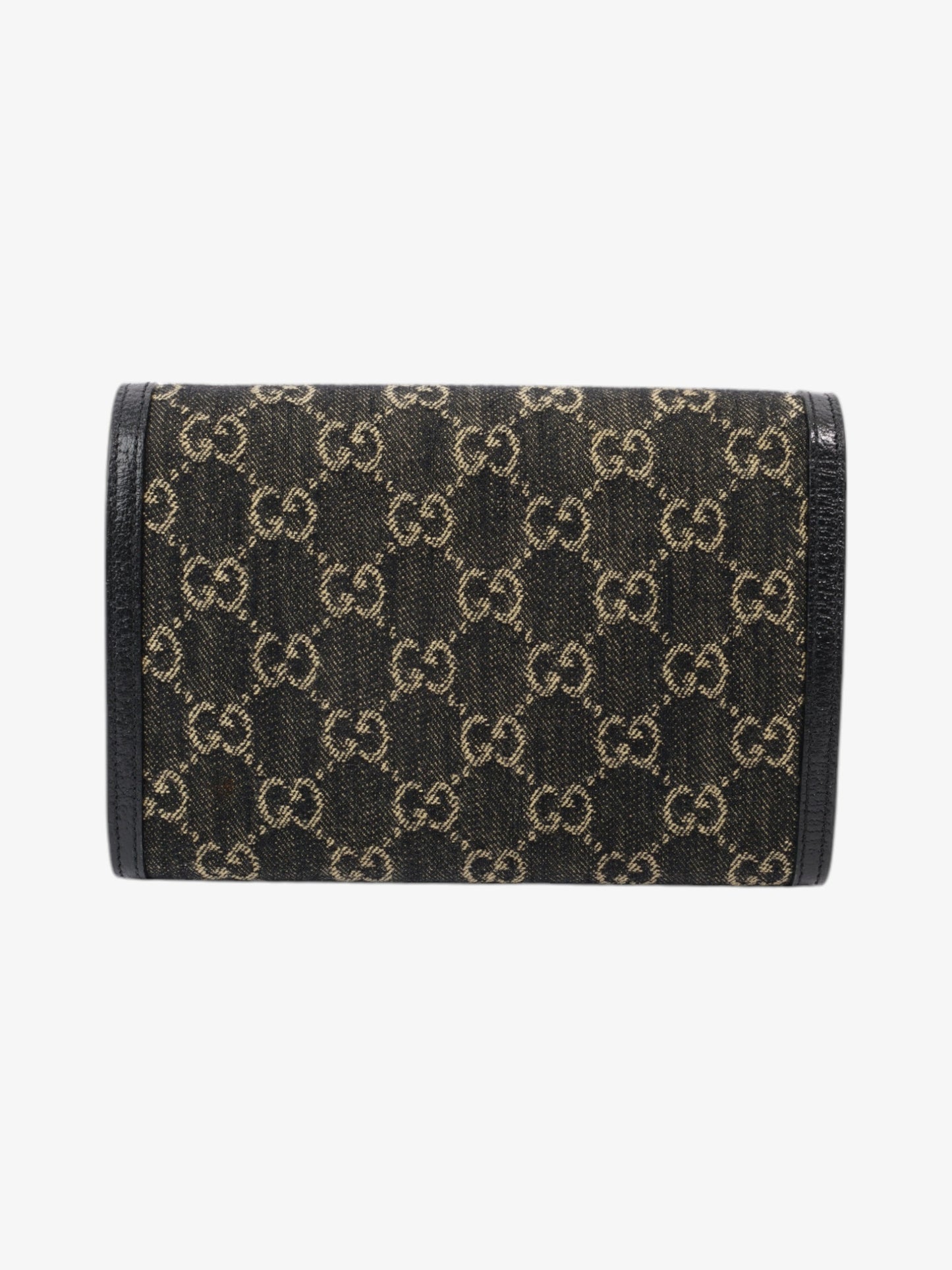 Gucci Dionysus Chain Wallet Black / GG Supreme / Ivory Denim