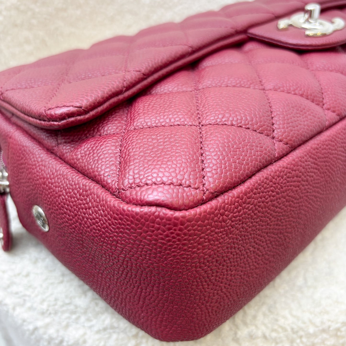 GLM-Easy Caviar Jumbo Flap Bag in Dark Red Caviar and SHW (Model: A67742)