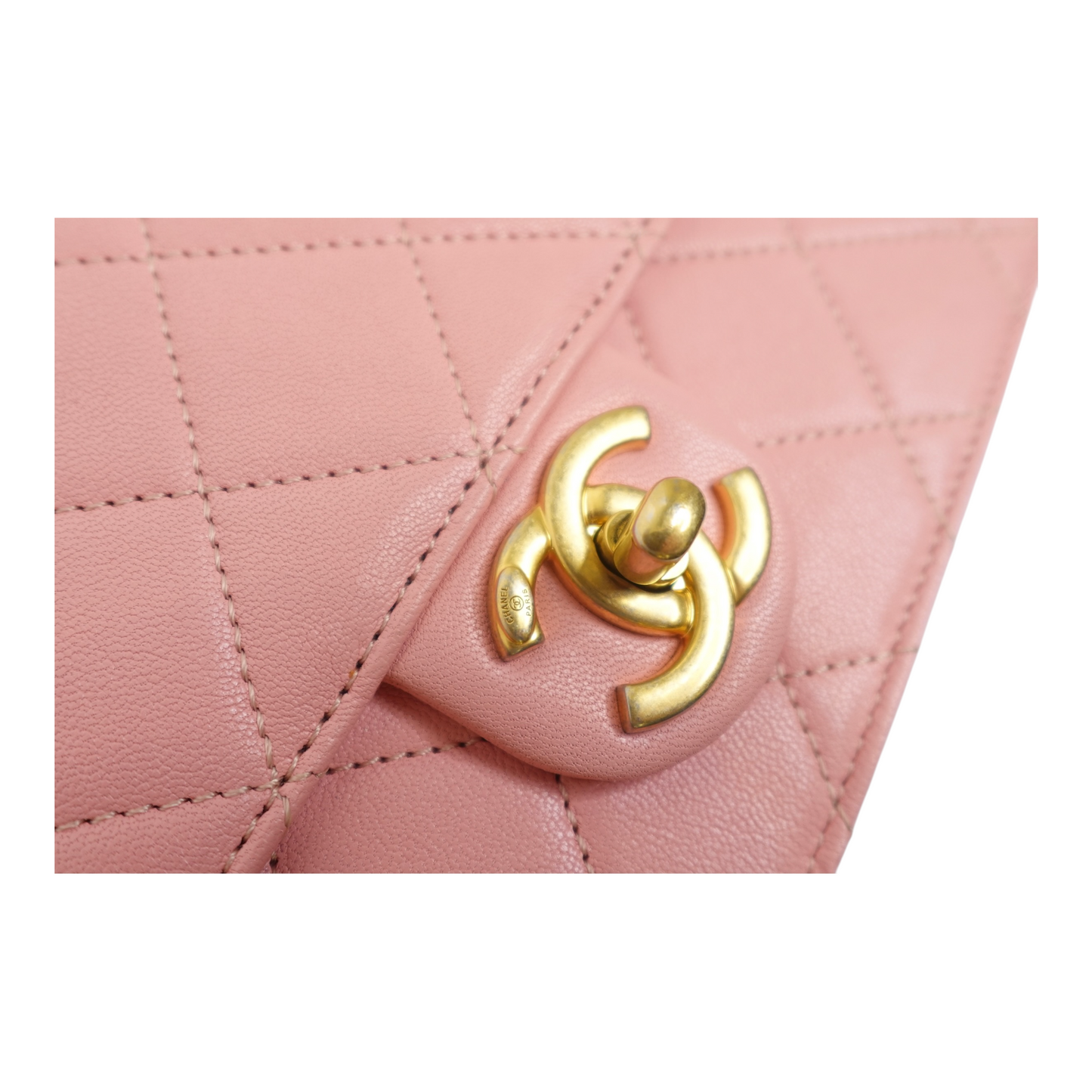 Chanel Lambskin Quilted Large Pearl Chain Flap Bag Pink
