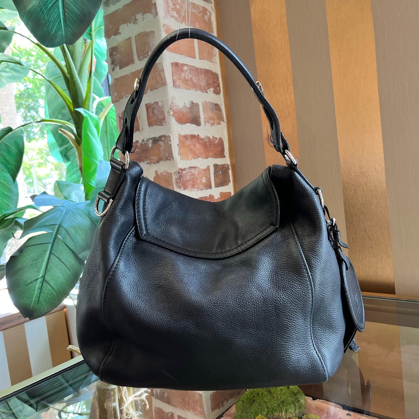 GUCCI Hasler Techno Horsebit Leather Hobo Bag