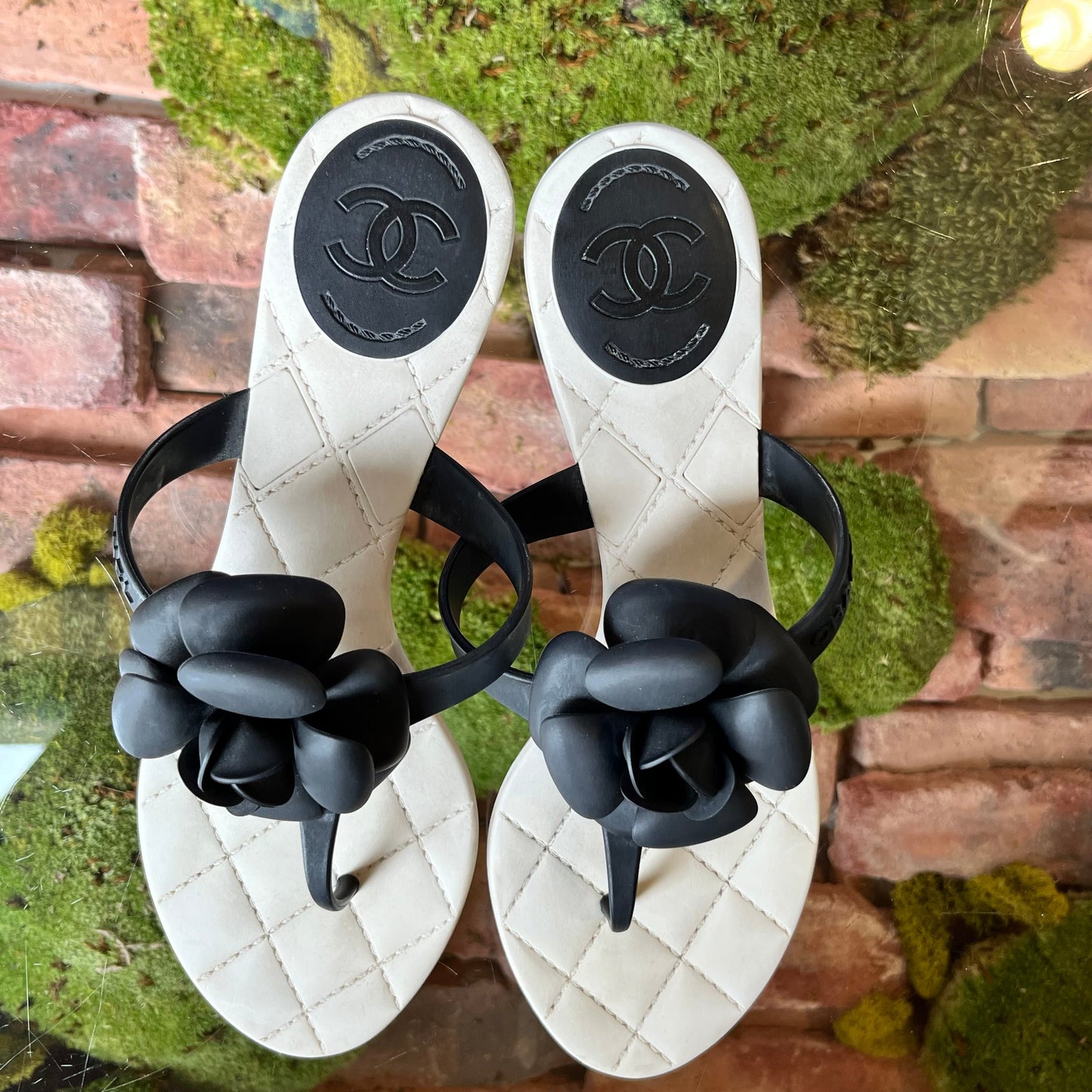 CHANEL Camelia Flower Rubber Thong Sandals SZ39(9US)