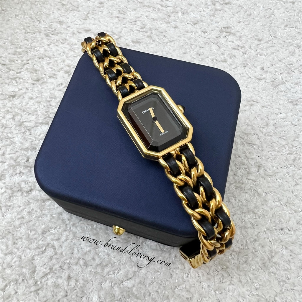 GLM- Premiere Watch in 24K GHW and Black Leather Size M