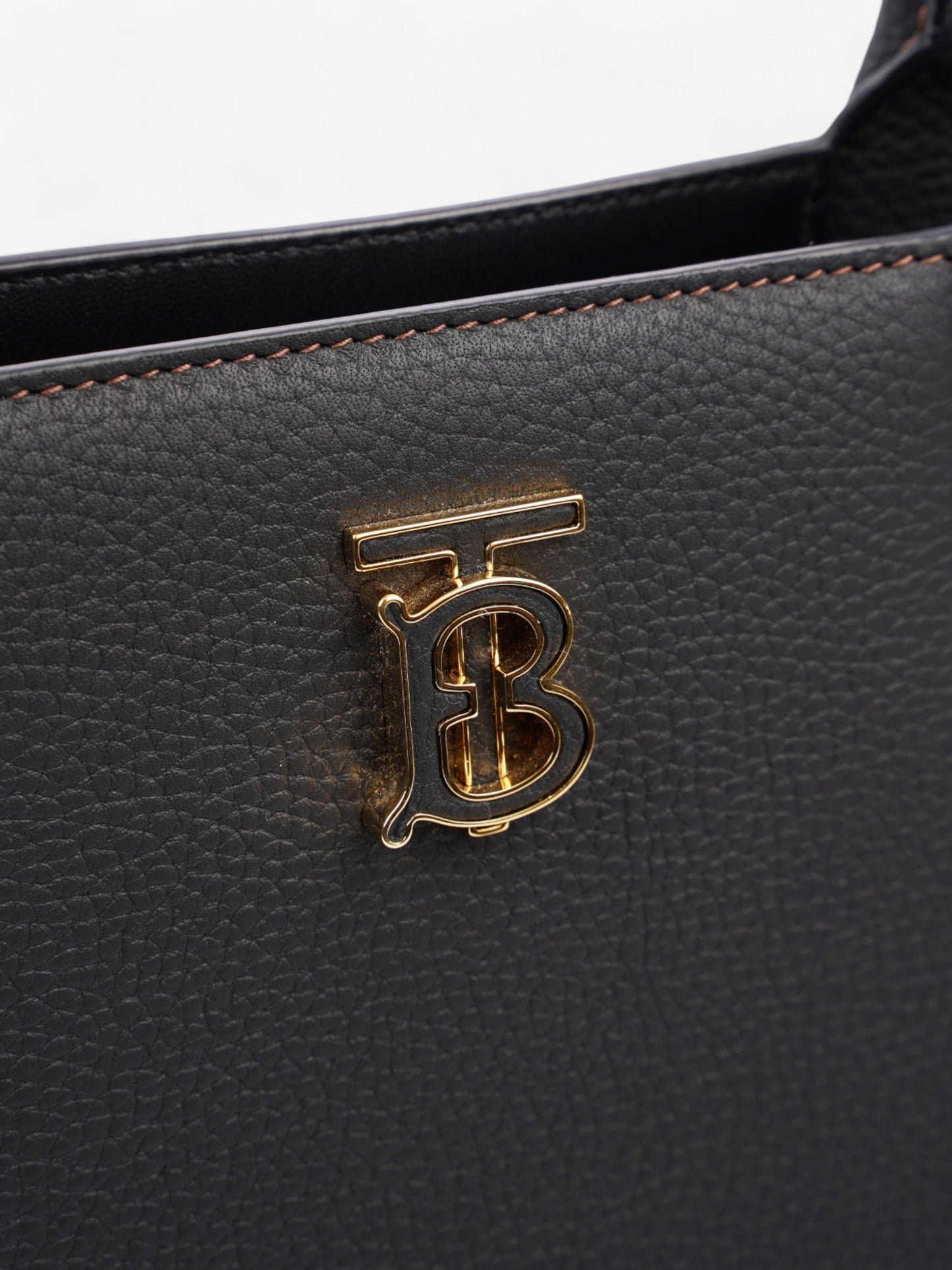 Burberry TB Tote Black Grained Leather Medium