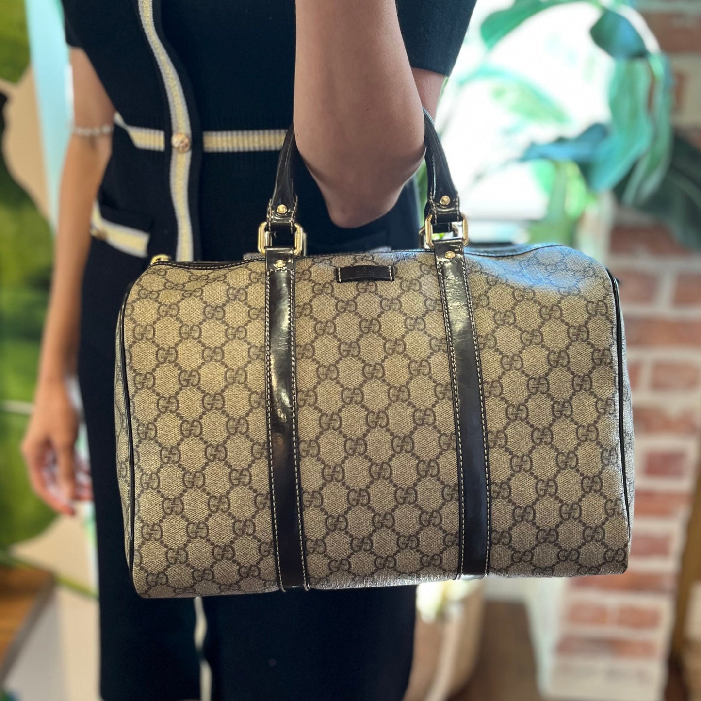 GUCCI Joy Boston Medium GG Coated Canvas Satchel Bag