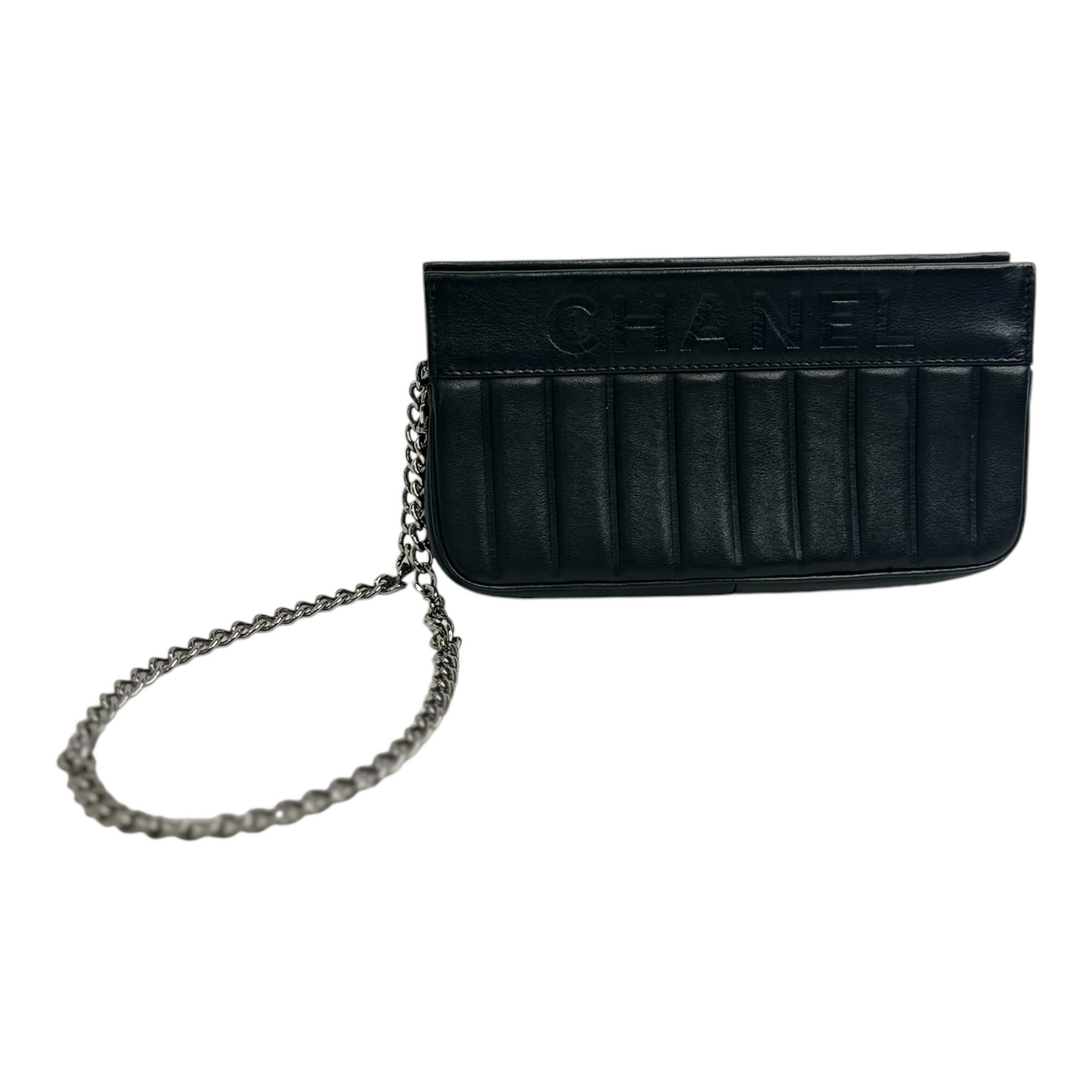 Chanel Black Leather Small LAX Wristlet