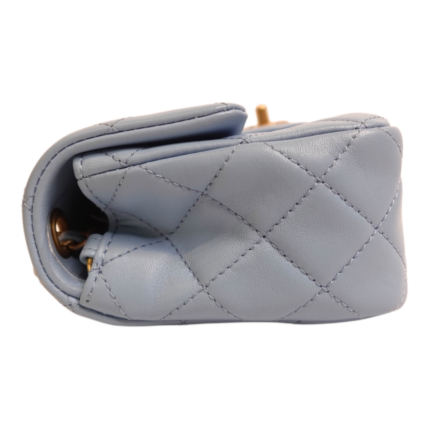 Chanel Blue Lambskin Quilted Mini Pearl Crush Flap Bag