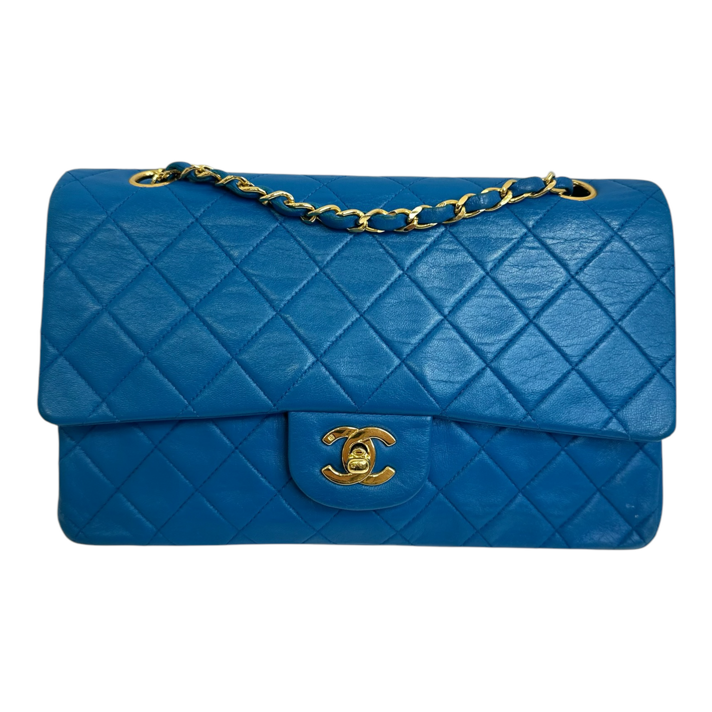 Chanel Blue Medium Classic Lambskin Double Flap