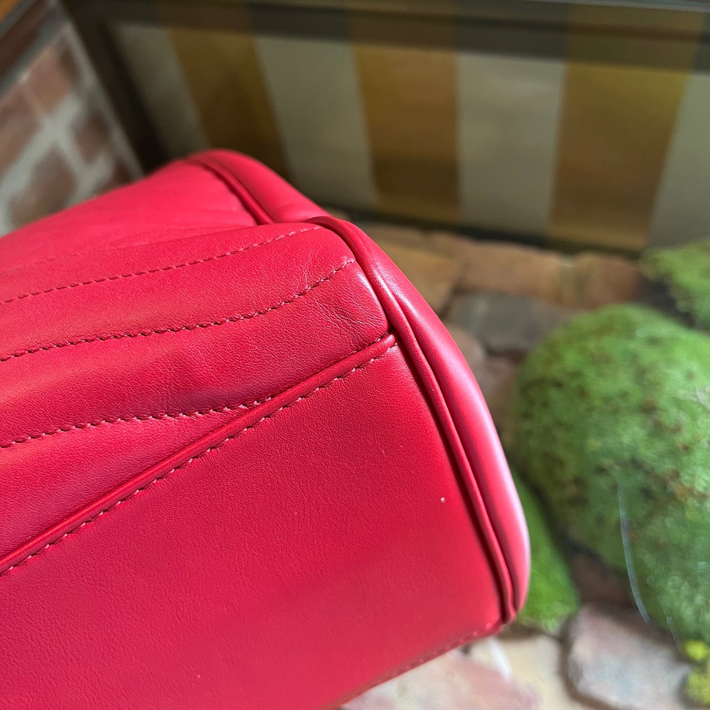 LOUIS VUITTON New Wave Red Leather Chain Tote Bag