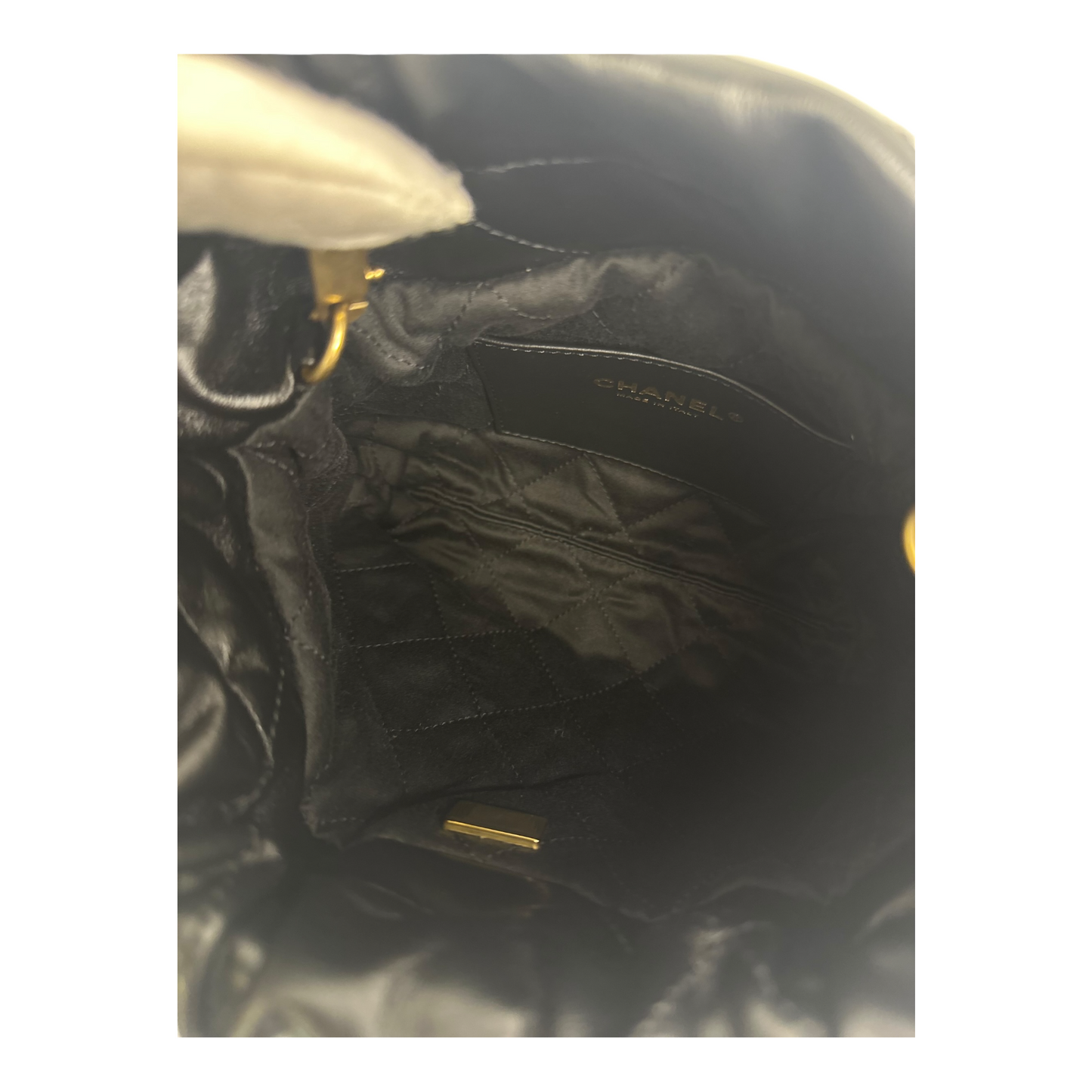 Chanel Shiny Calfskin Quilted Mini Chanel 22 Black