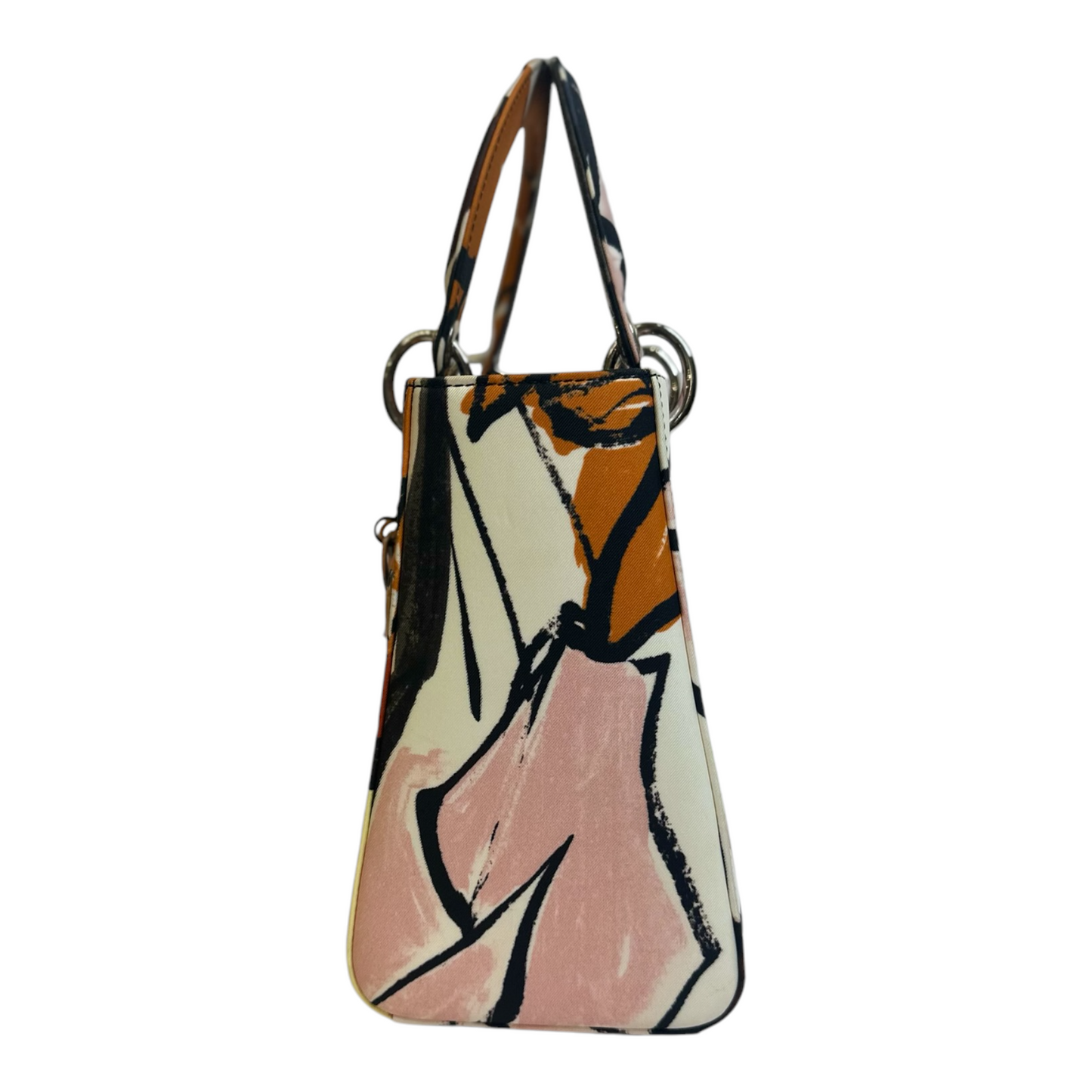 Christian Dior Canvas Graffiti Floral Printed Medium Lady Dior Multicolor