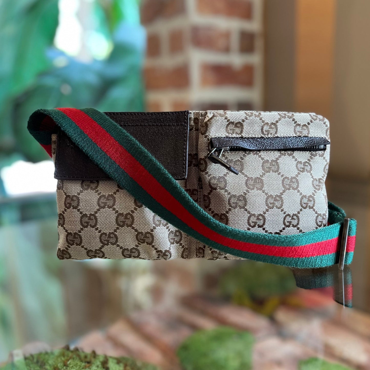 GUCCI GG Canvas Double Pocket Belt Bag