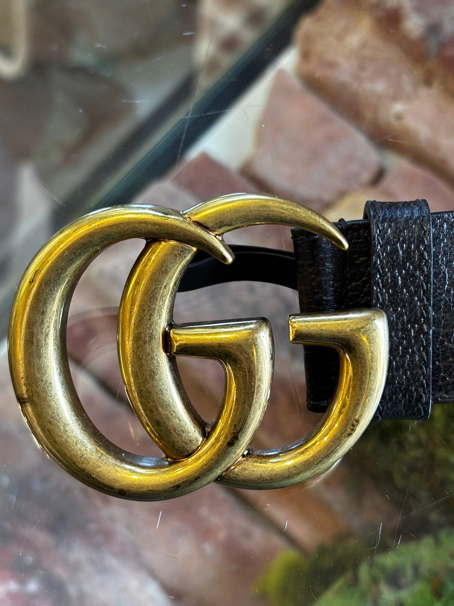 GUCCI Brown GG Marmont Wide Belt